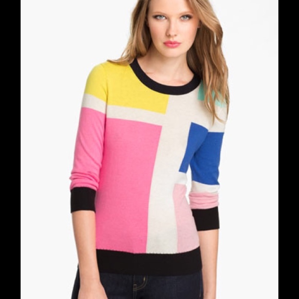 Kate Spade Colorblock Sweater - Pink, Yellow, Blue